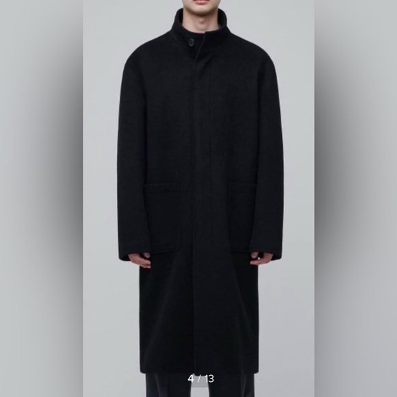 Men Cashmere Blend Oversized High Neck Coat Size Medium - Picture 2 of 4